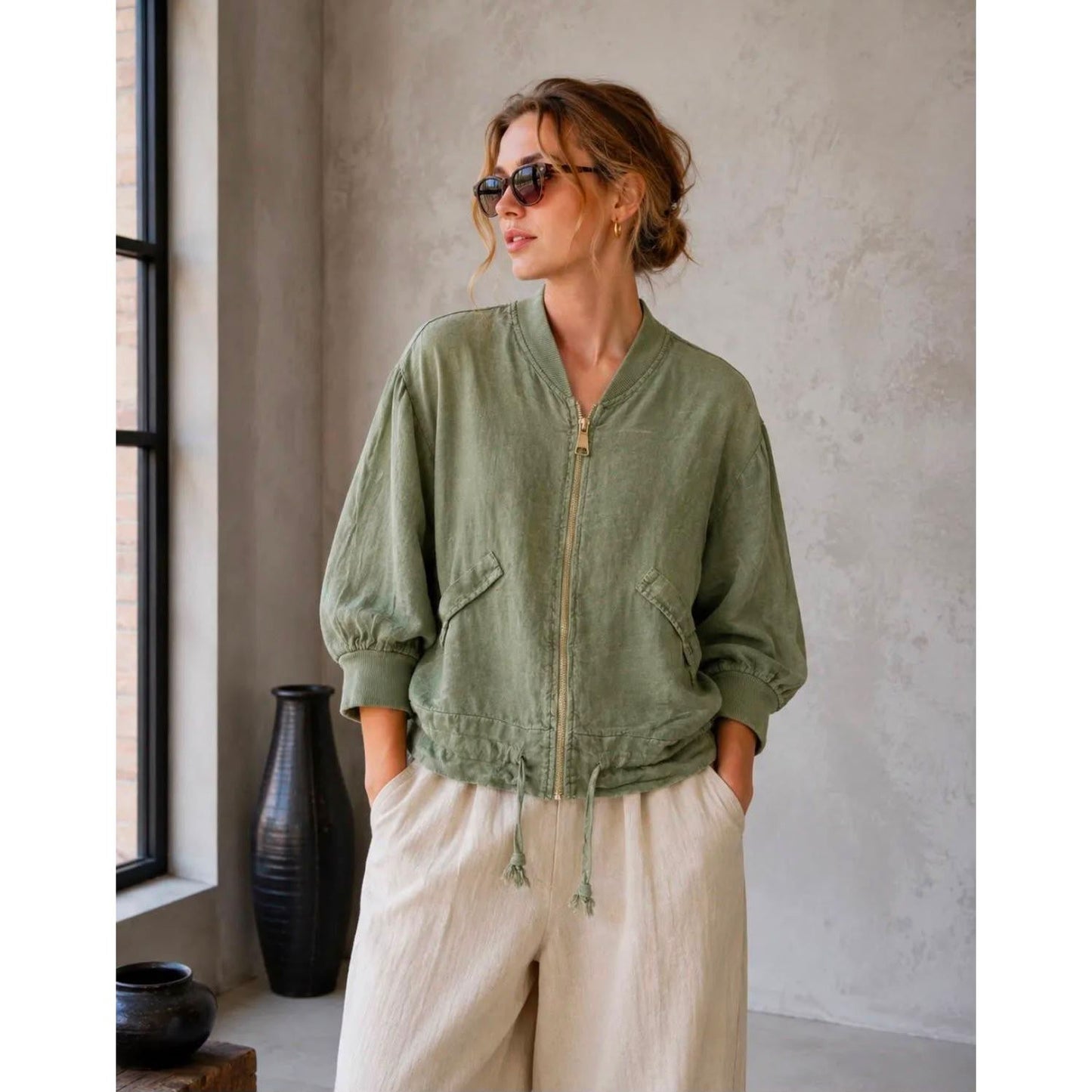 100% Linen Bomber Jacket