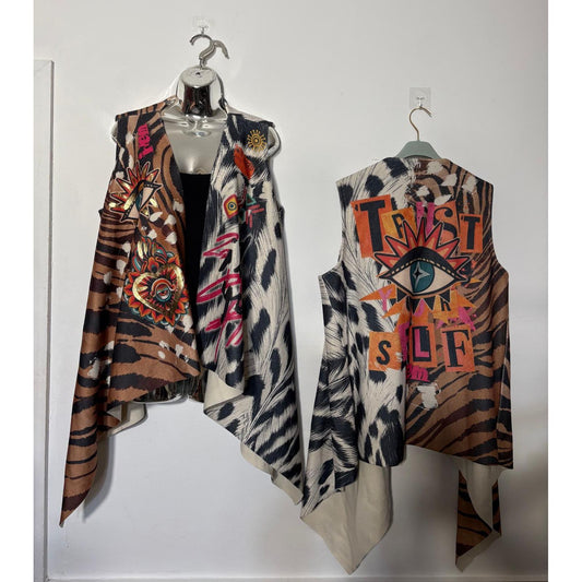Animal Print Evil Eye Waterfall Waistcoat